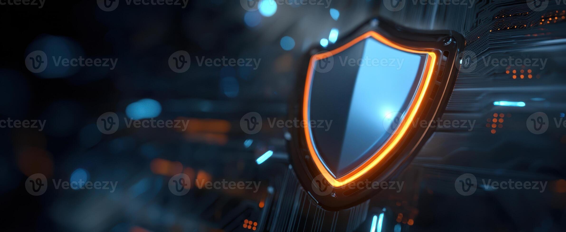 The Shield Symbolizing Security in a Digital Cyber Environment photo