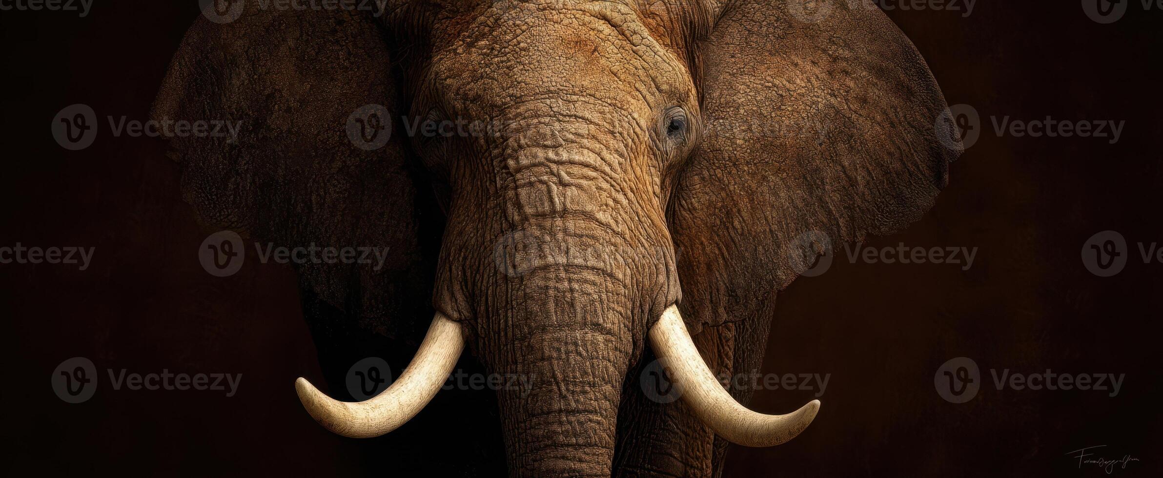The majestic elephant showcasing its stunning features in a rich background. photo