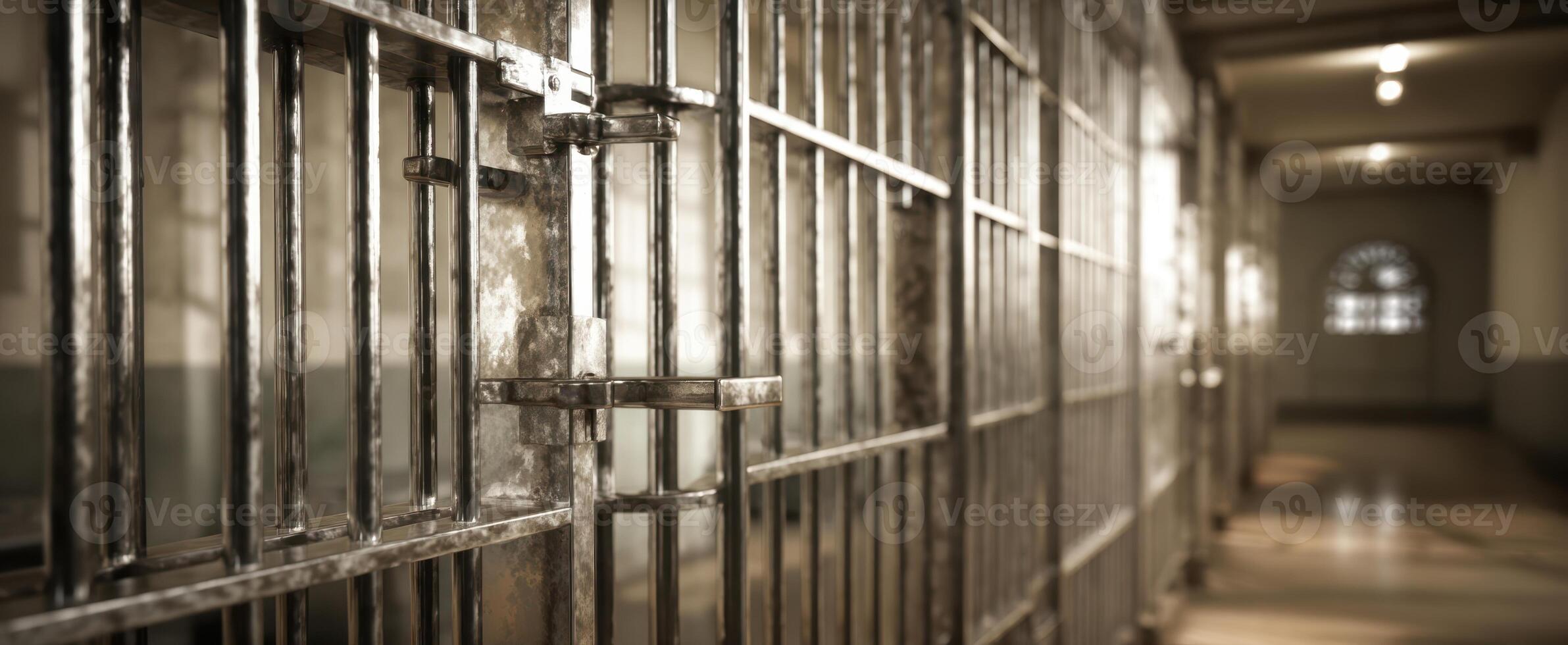 The haunting rows of prison cells illuminating confinement and despair photo