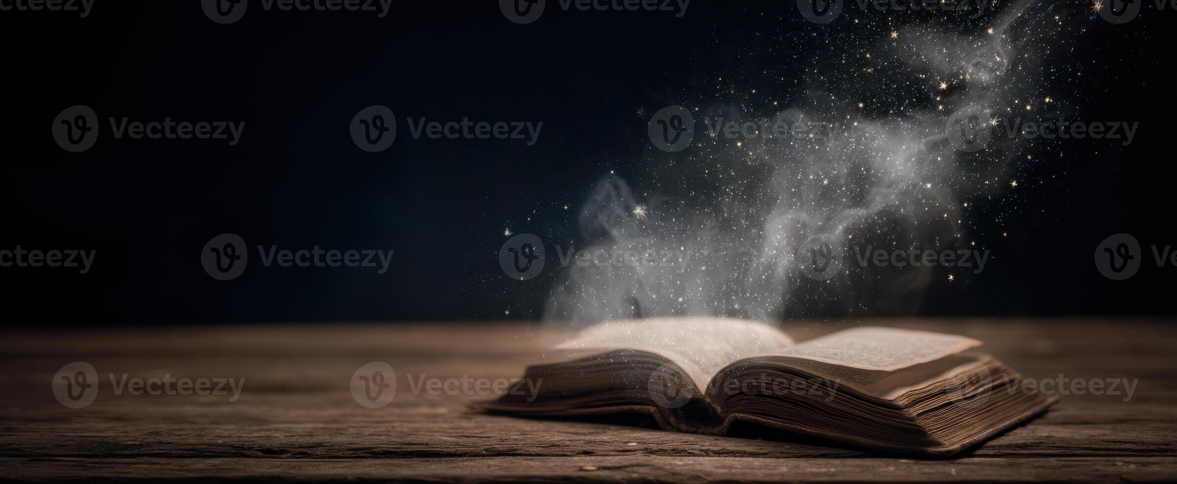 The magical book revealing stories and dreams in a mystical atmosphere. photo