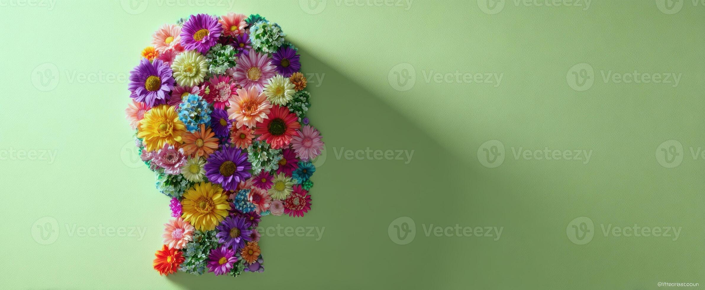 The Floral Arrangement Creating a Stunning Silhouette of a Head photo