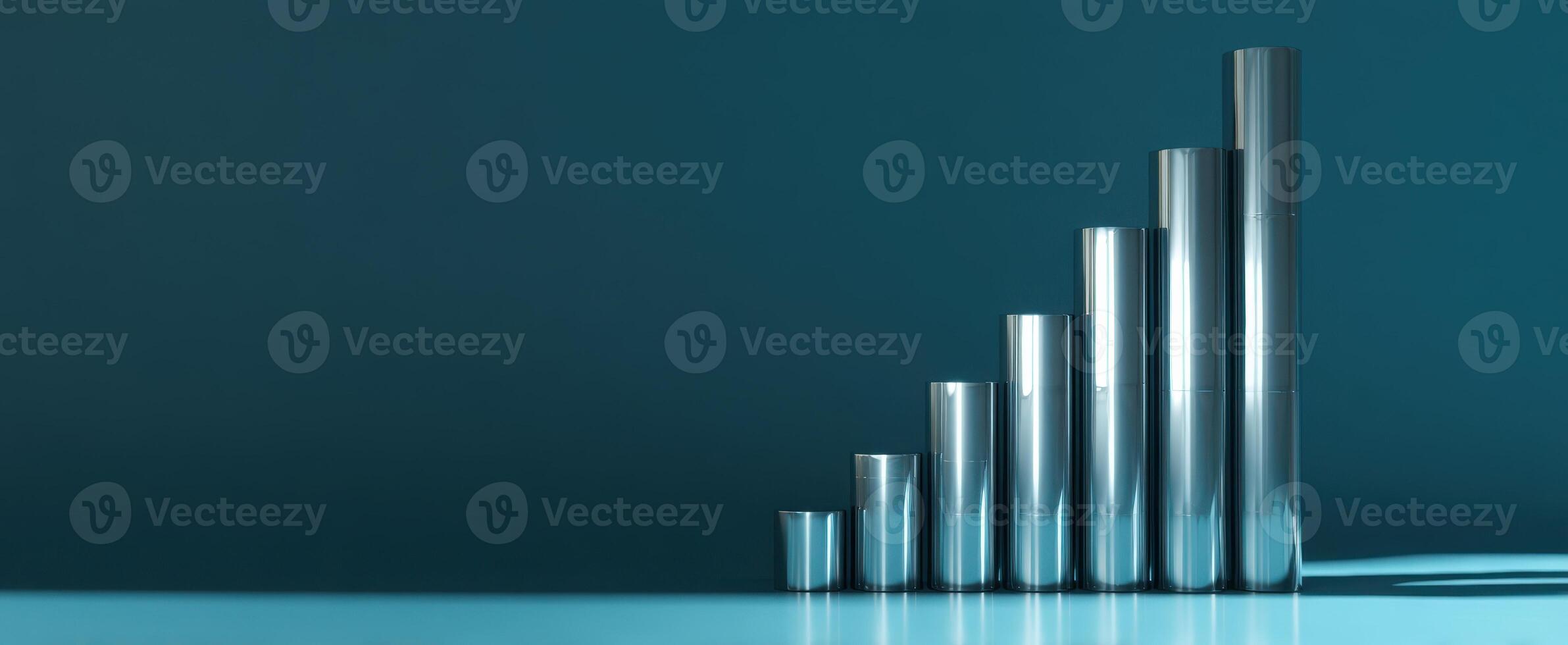 The metallic bar chart displaying significant growth trends in financial data. photo