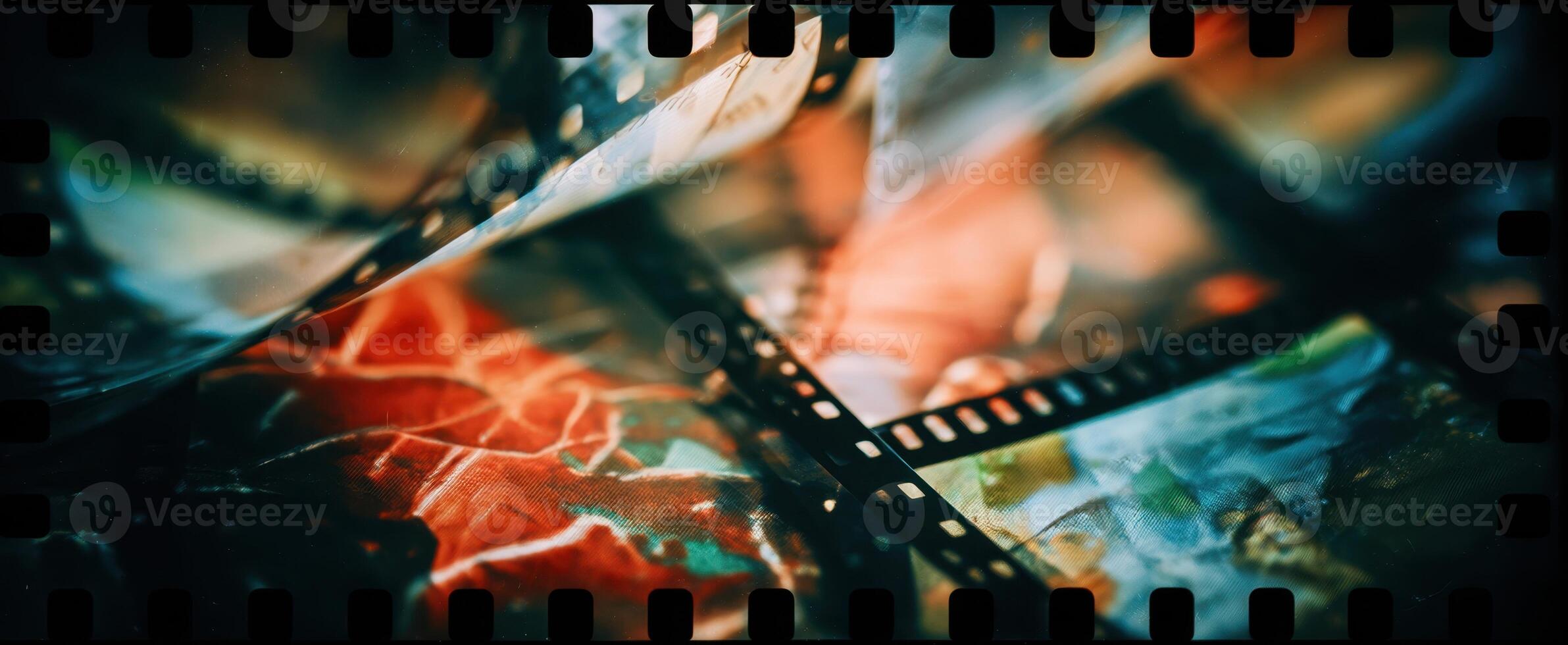 The captivating beauty of color film strips layered together photo