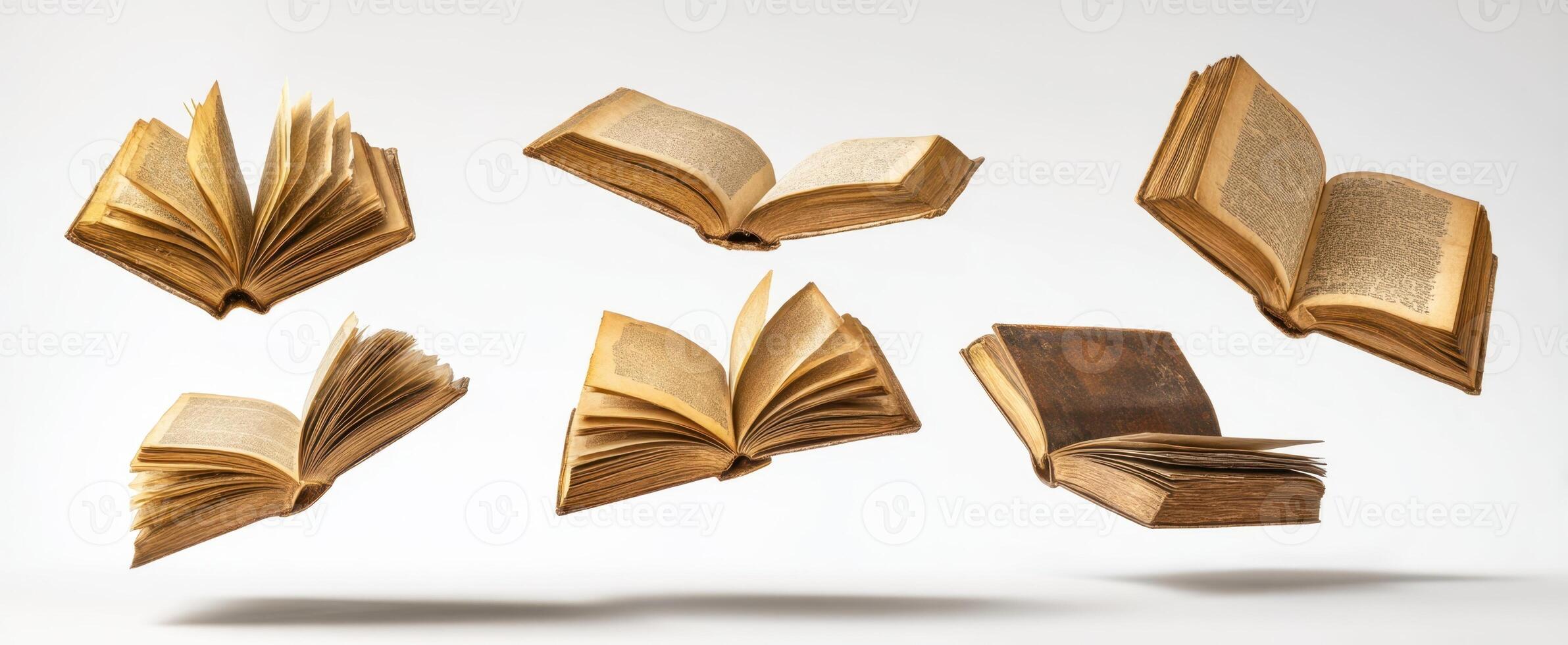 The floating books showcasing the beauty of literature and imagination. photo
