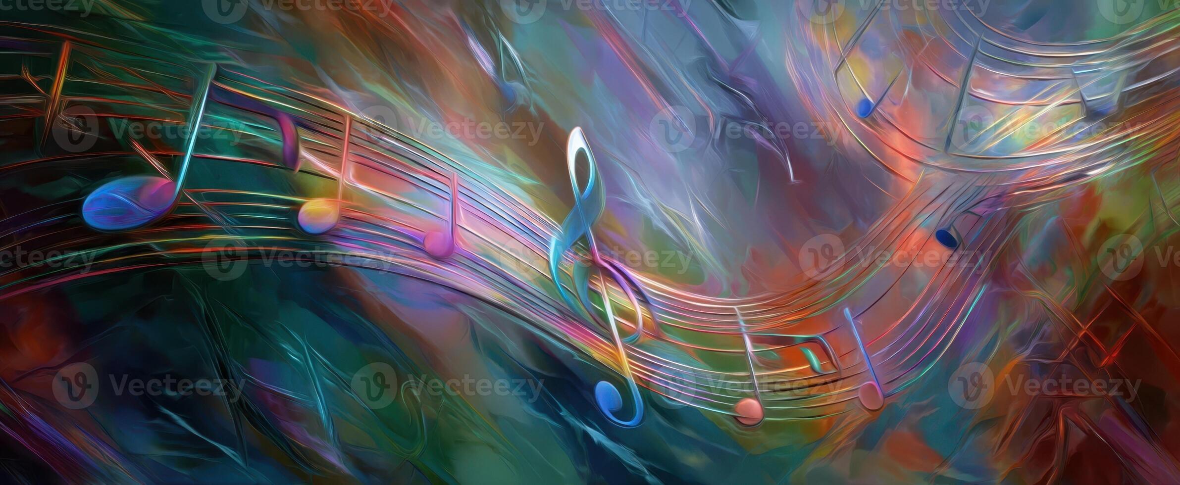 The Colorful Dance of Musical Notes in an Abstract Harmony photo