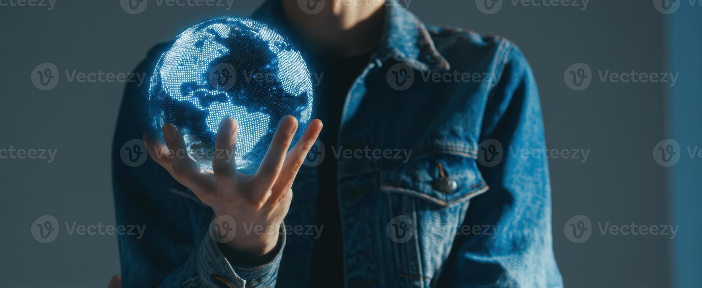The holographic globe representing modern technology and global connectivity photo