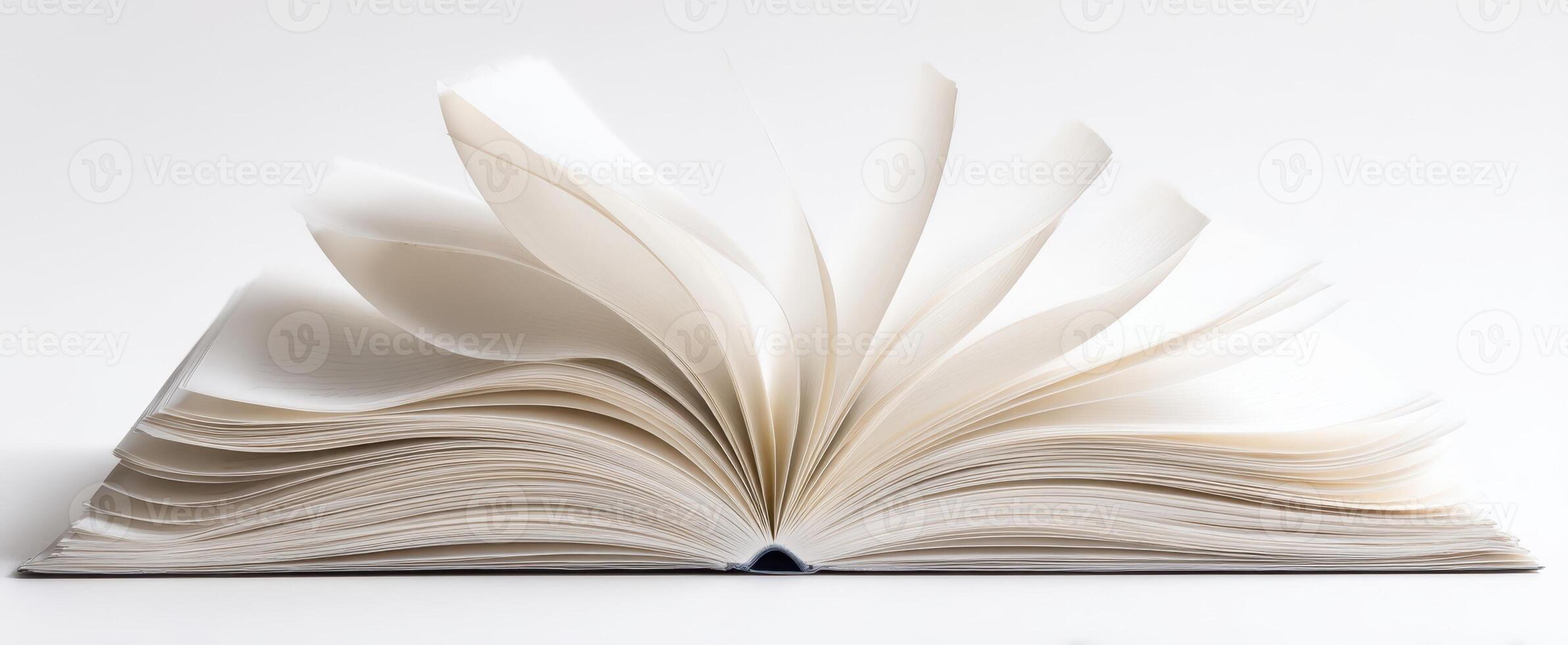 The open book showcasing blank pages inviting creativity and inspiration. photo