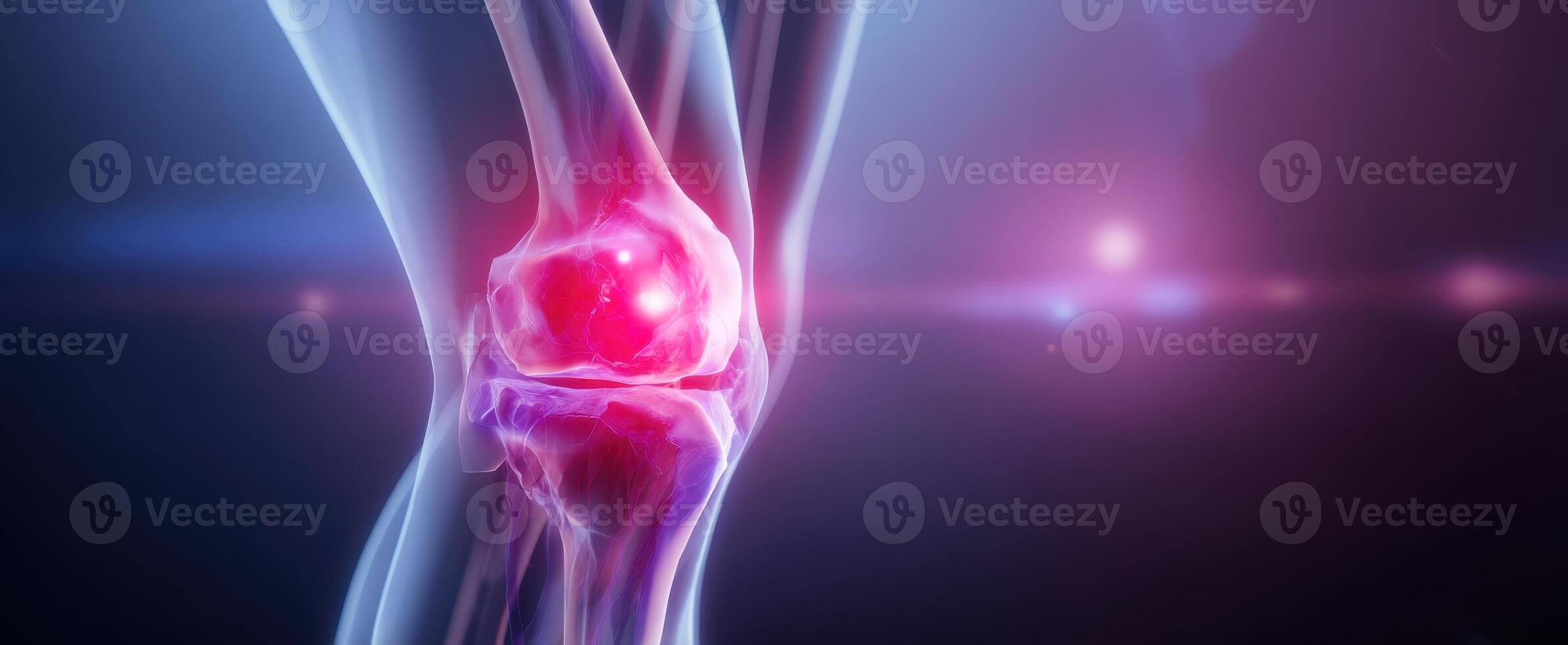 The detailed visualization of a human knee joint showcasing anatomy and health features. photo