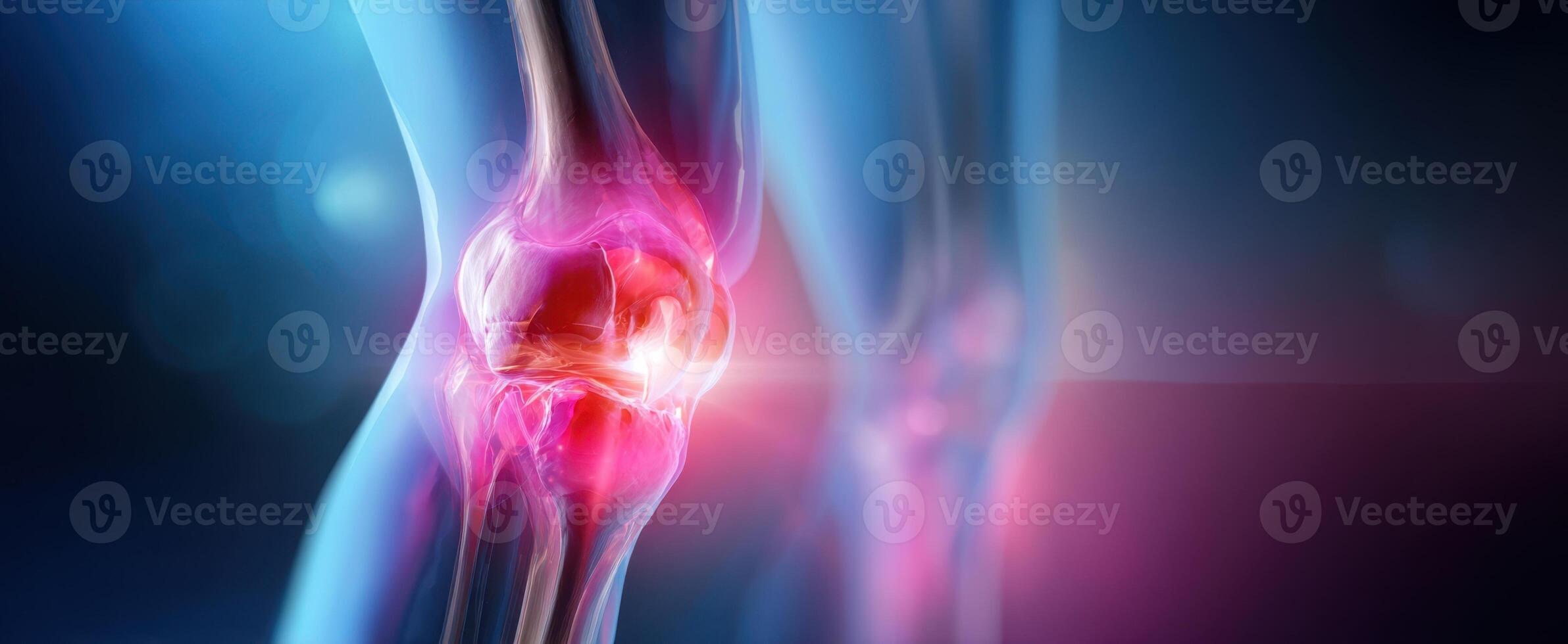 The Detailed Visualization of a Human Knee Joint with Highlighted Elements photo