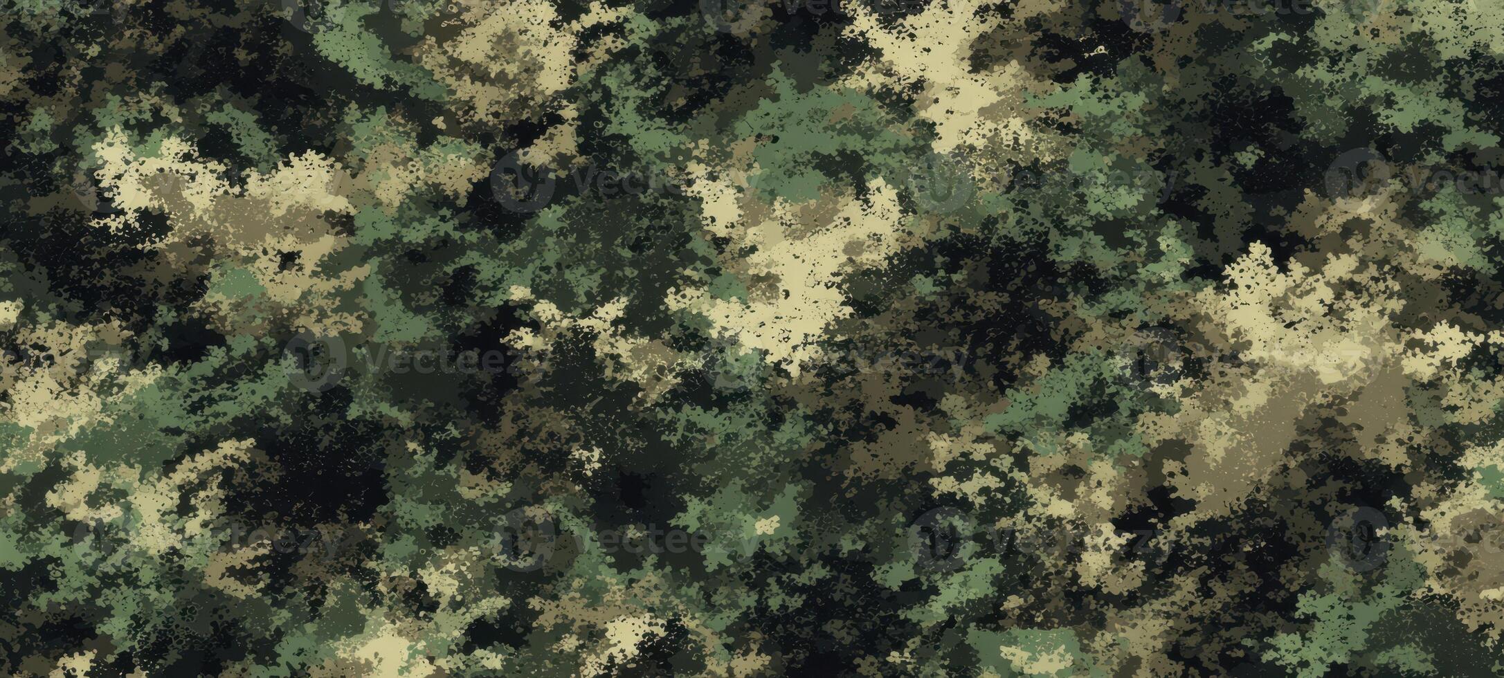 The camouflage pattern showcasing an intricate blend of earthy tones and textures. photo