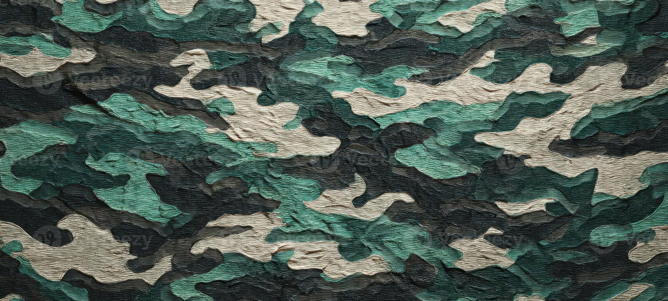 The intricate camouflage pattern showcasing earthy tones and dynamic design elements. photo