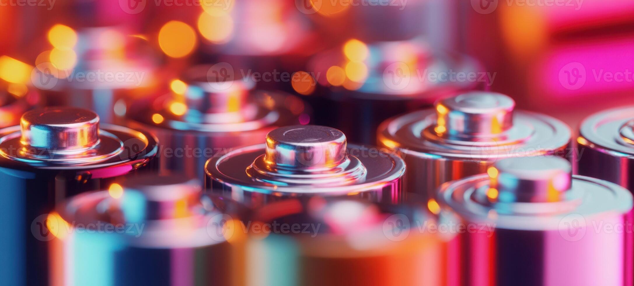 The vibrant colors of batteries illuminating modern technology and energy solutions. photo