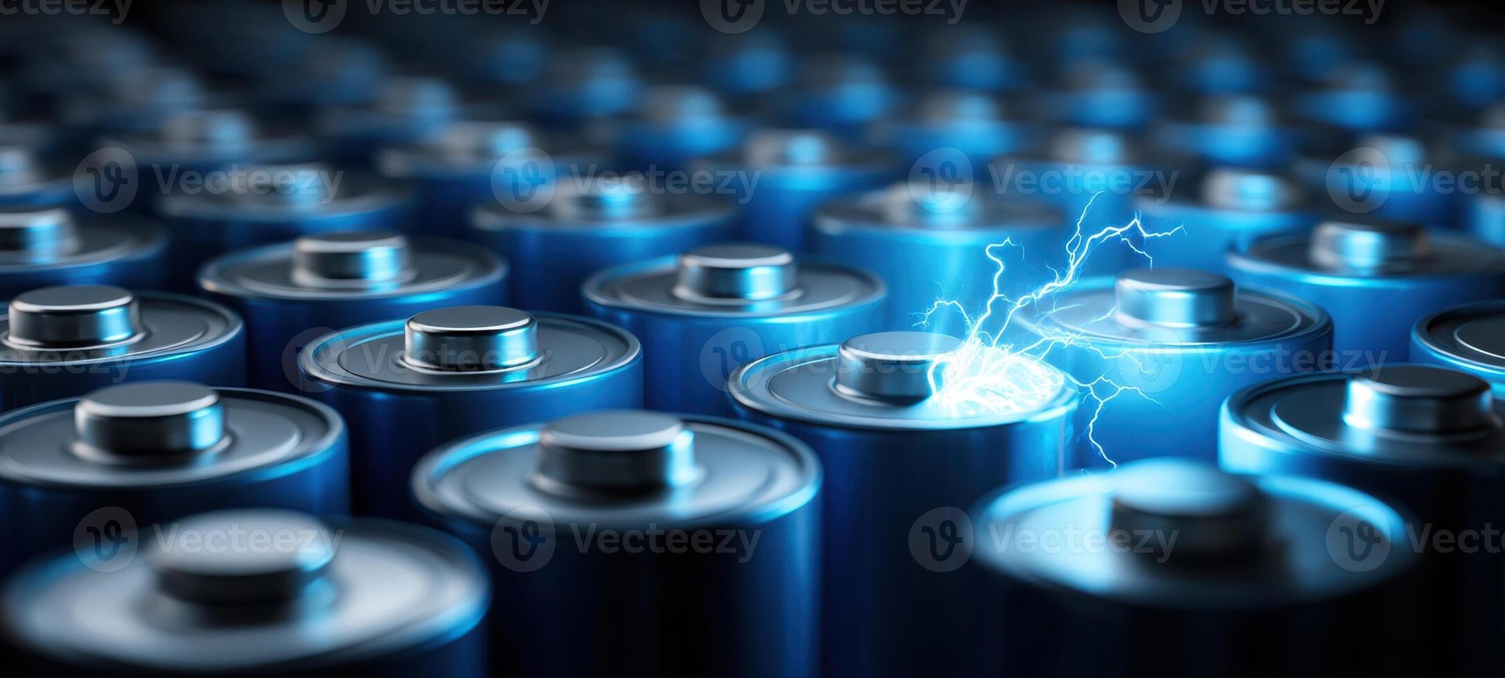 The batteries with sparks of electricity showcase energy and technology innovation. photo