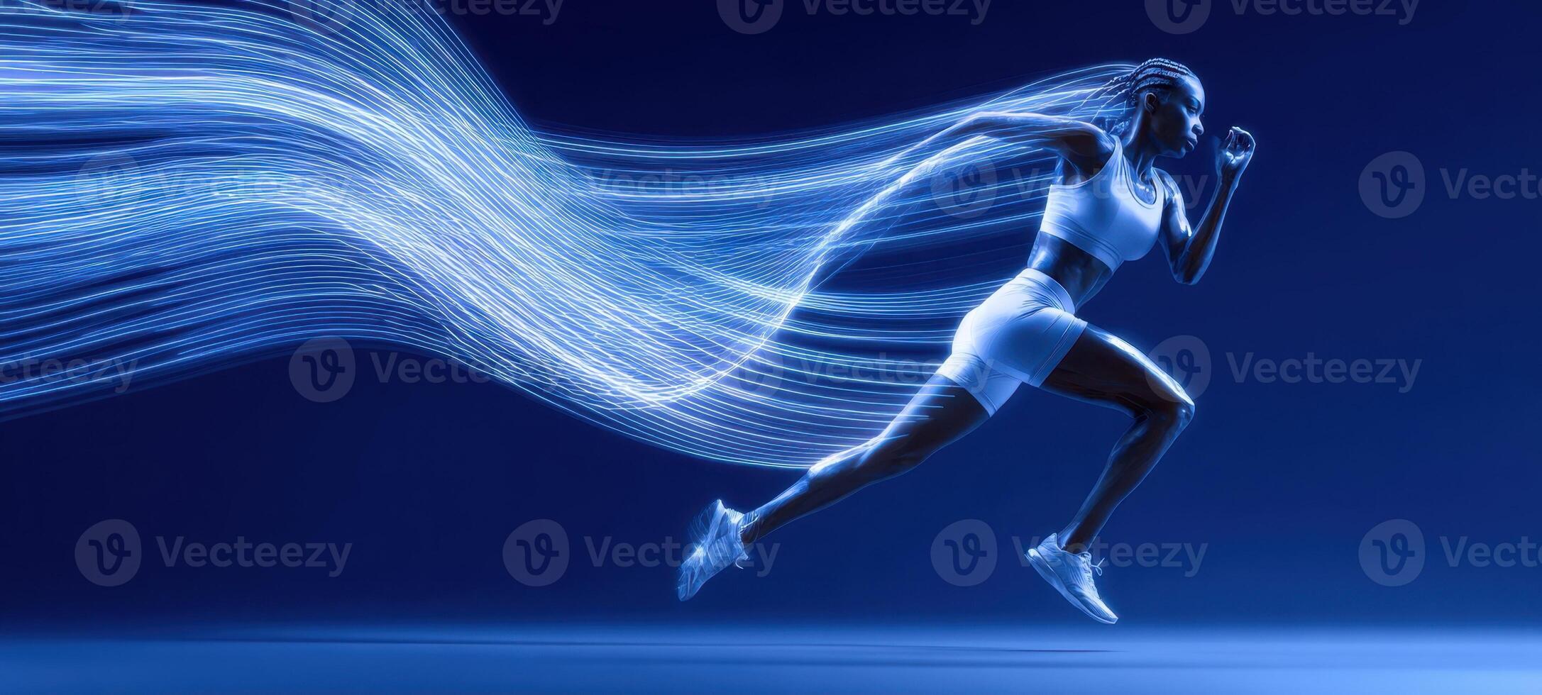 The dynamic athlete capturing speed and energy in a vibrant motion blur. photo