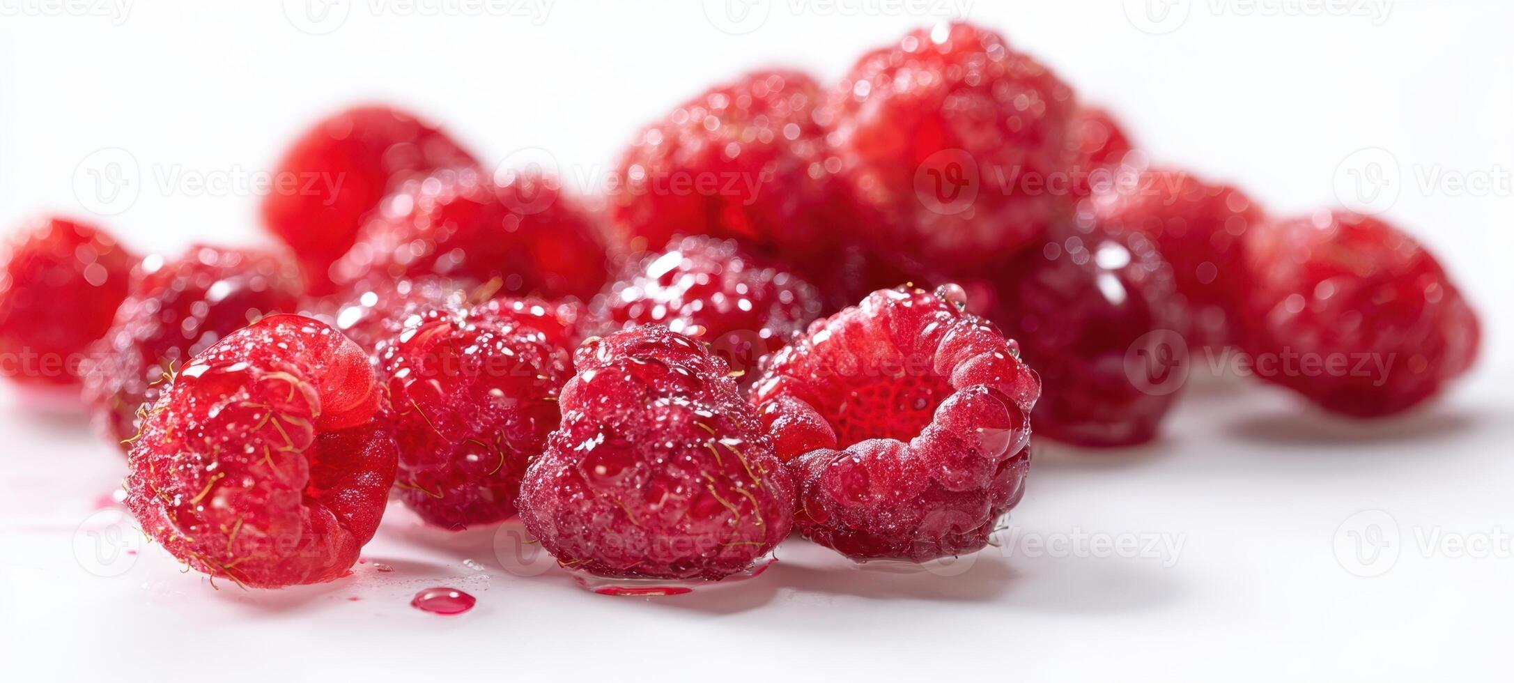 The Fresh Raspberries Piled Beautifully on a White Surface photo