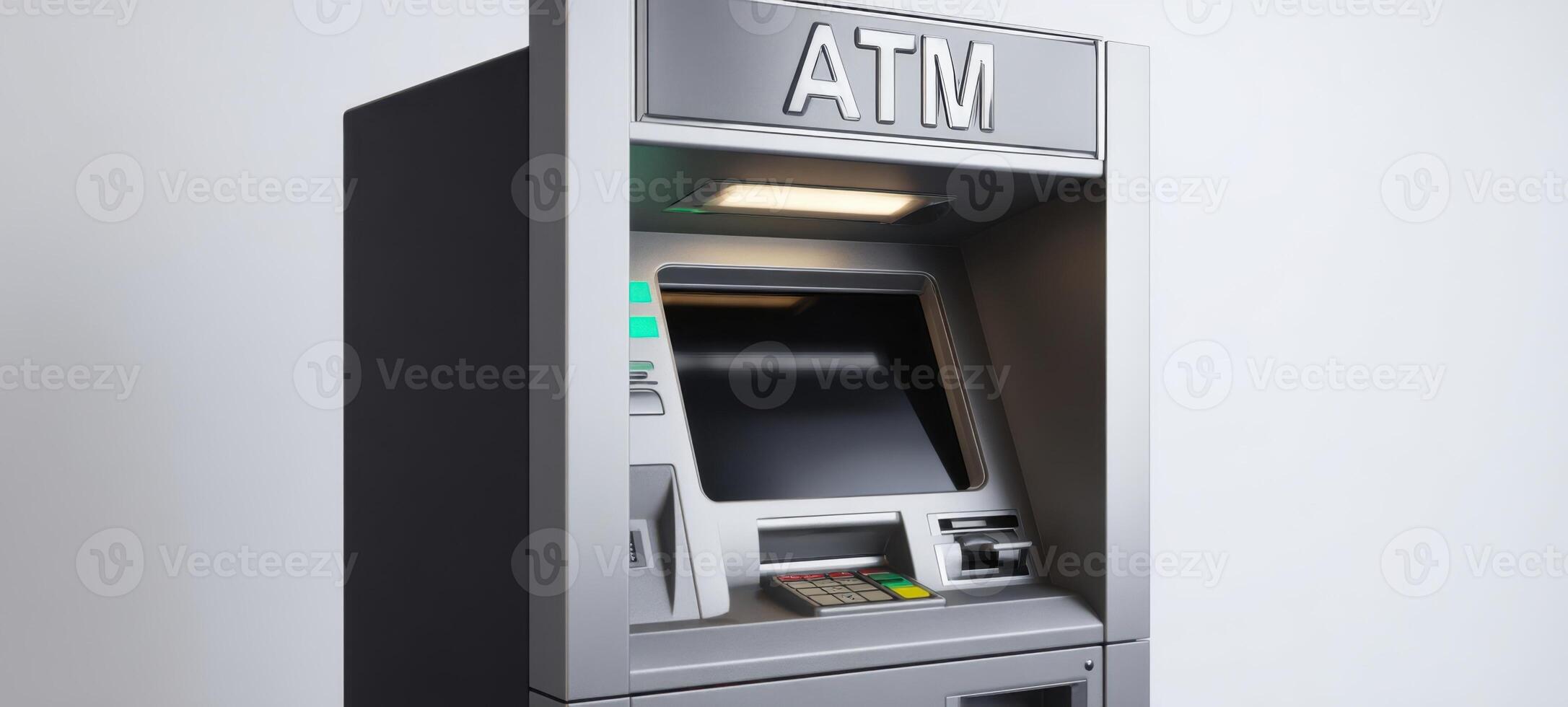 The automated teller machine set against a clean background for financial transactions. photo