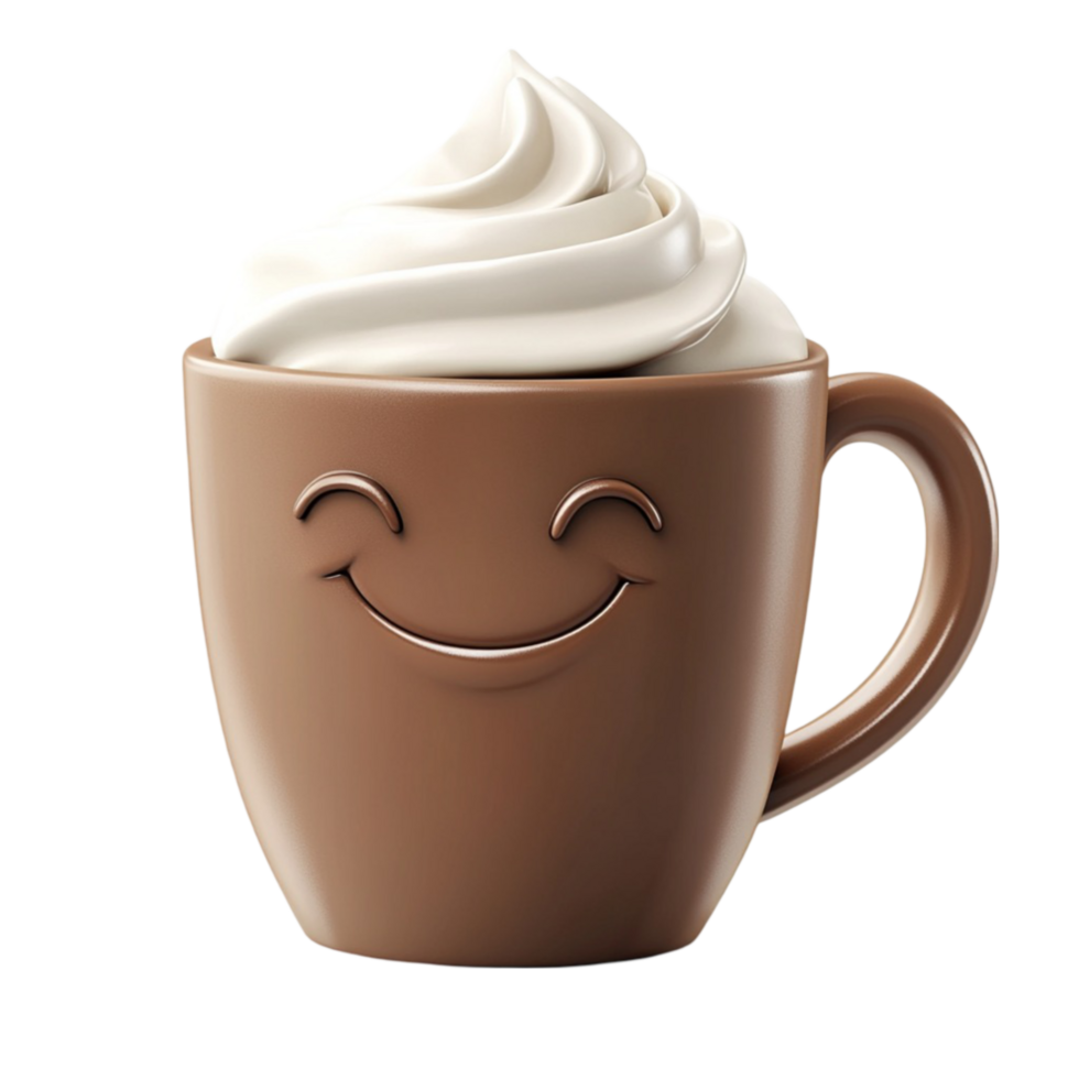 Adorable Smiling Coffee Mug Clipart png