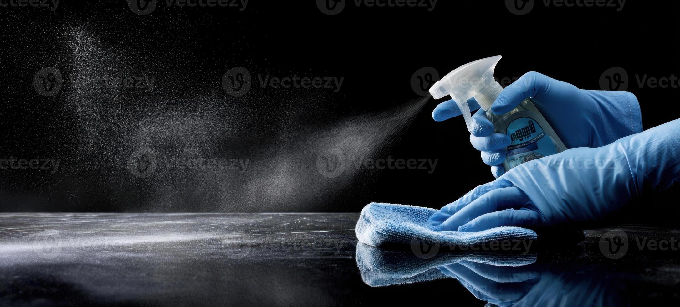 The cleaning spray being used to maintain a spotless surface. photo