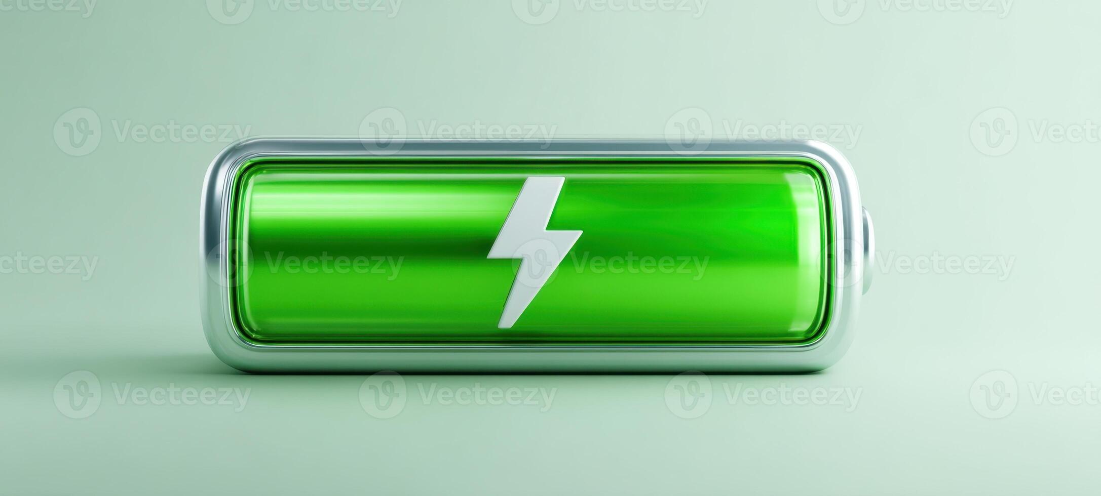 The vibrant green battery symbolizing energy and sustainability in modern technology. photo