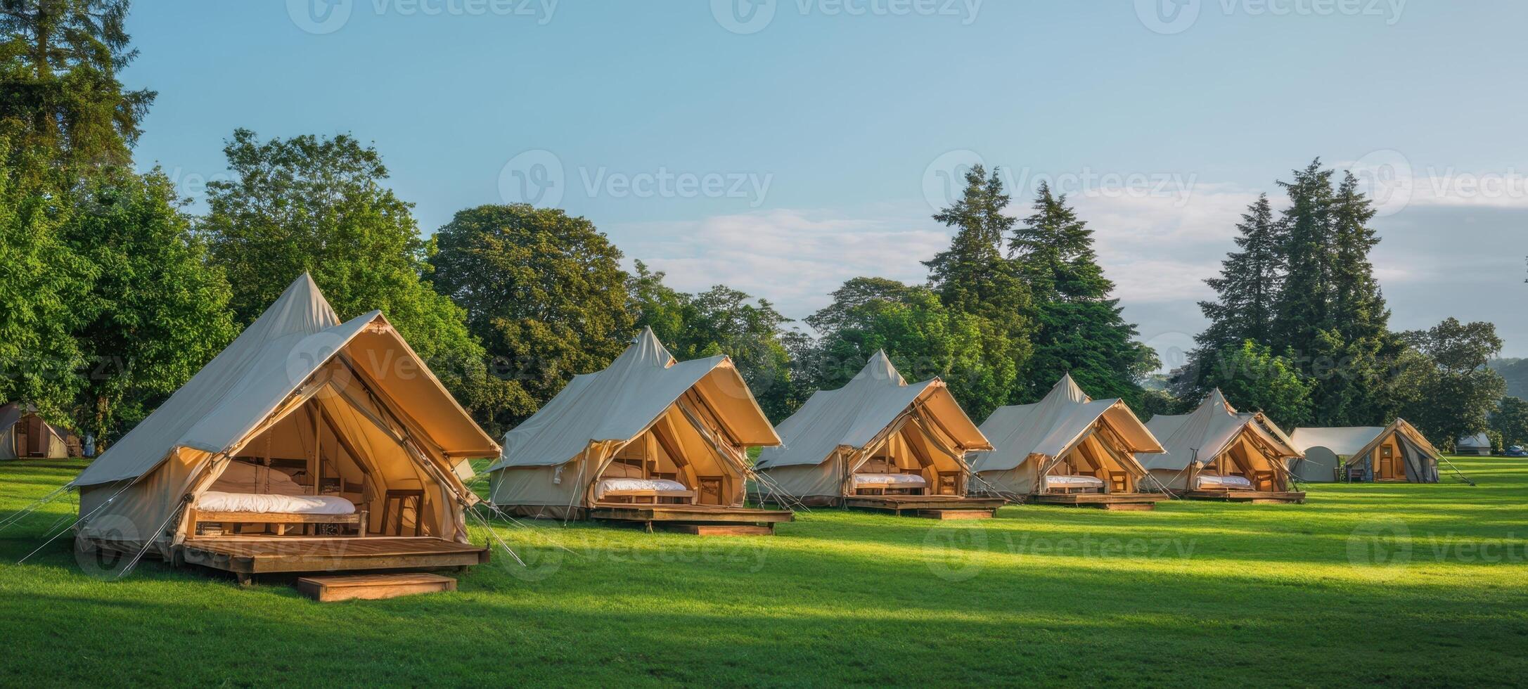 The luxurious glamping tents nestled in a serene natural landscape. photo