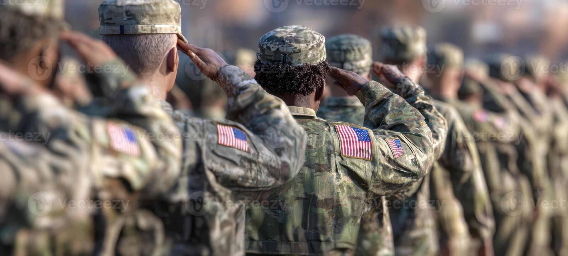 The soldiers salute in a powerful display of patriotism and unity. photo