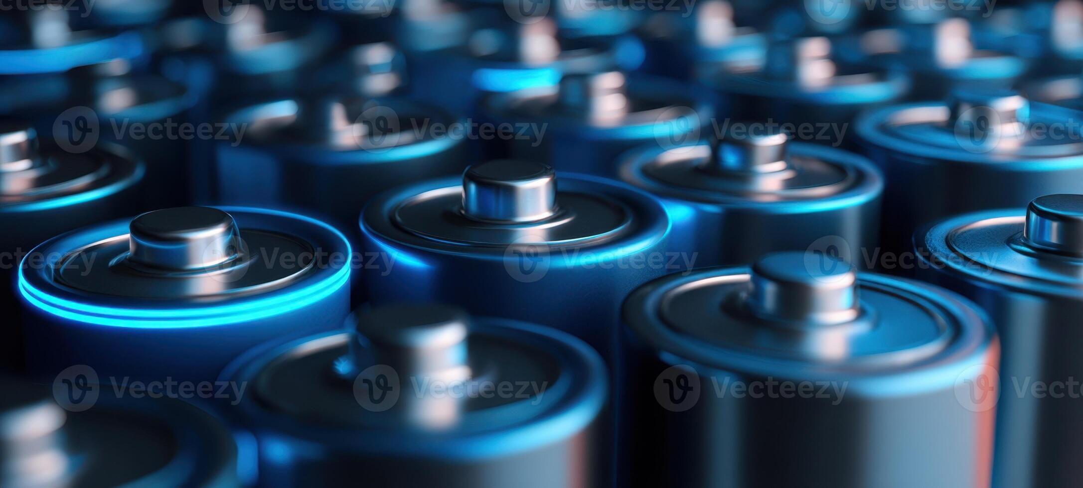 The vibrant arrangement of batteries showcasing modern energy technology. photo