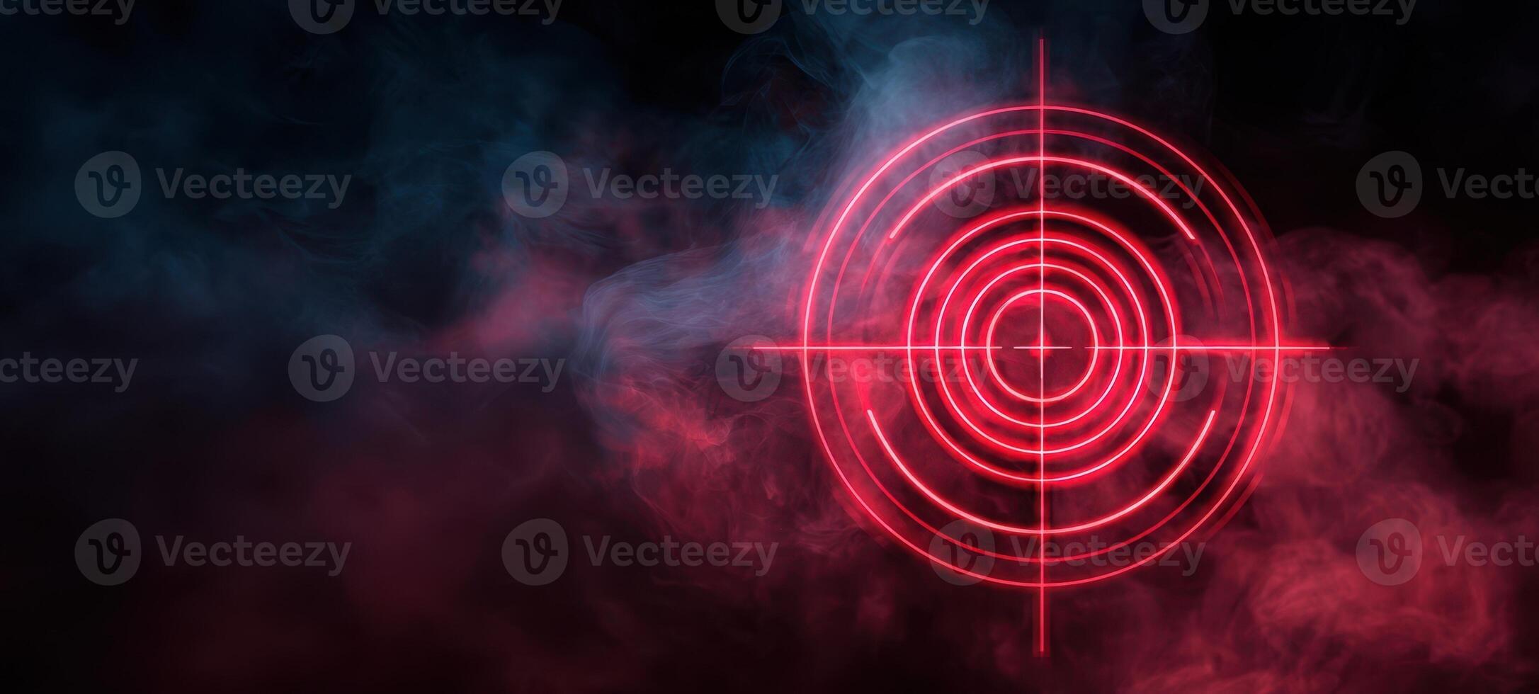 The glowing red target surrounded by colorful smoke for dramatic emphasis. photo