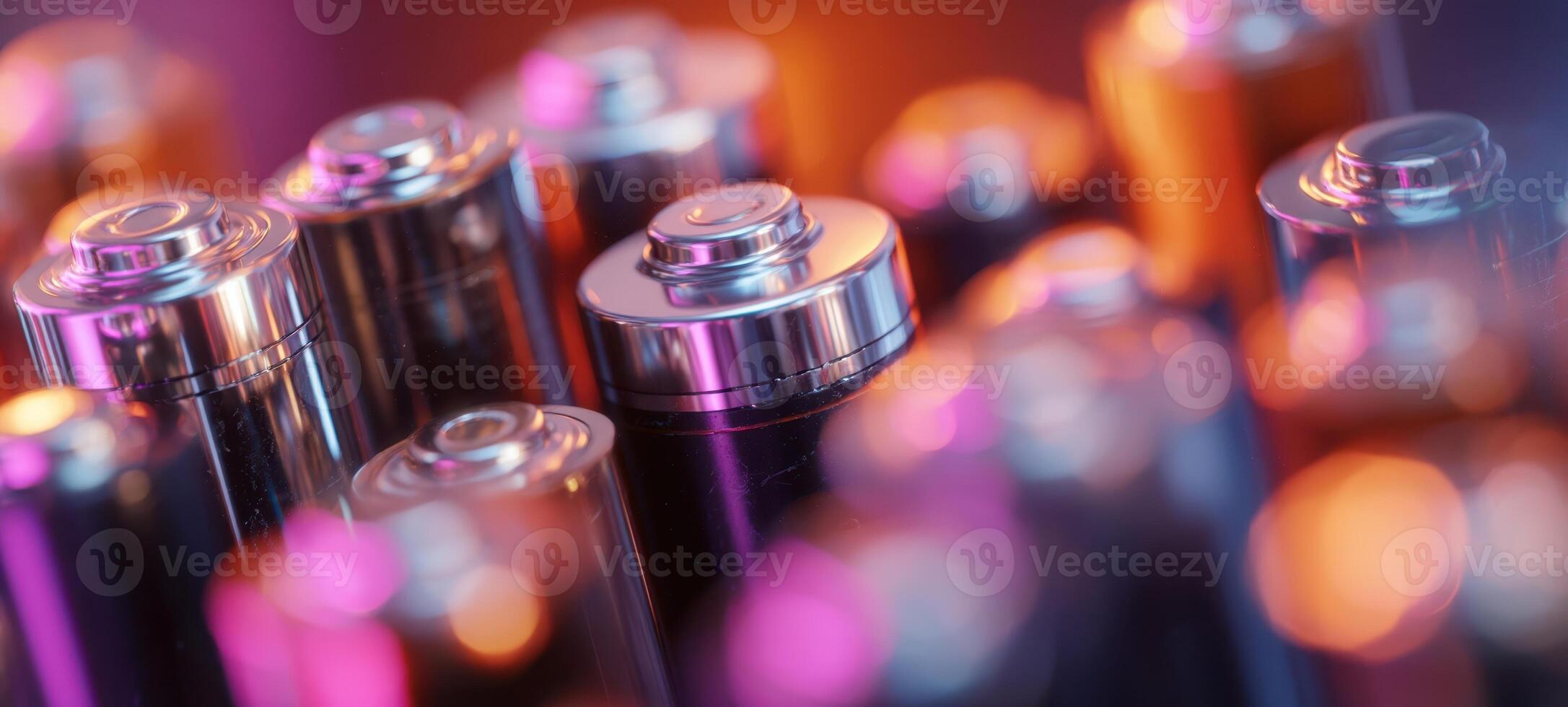 The vibrant display of various batteries organized with modern elegance. photo