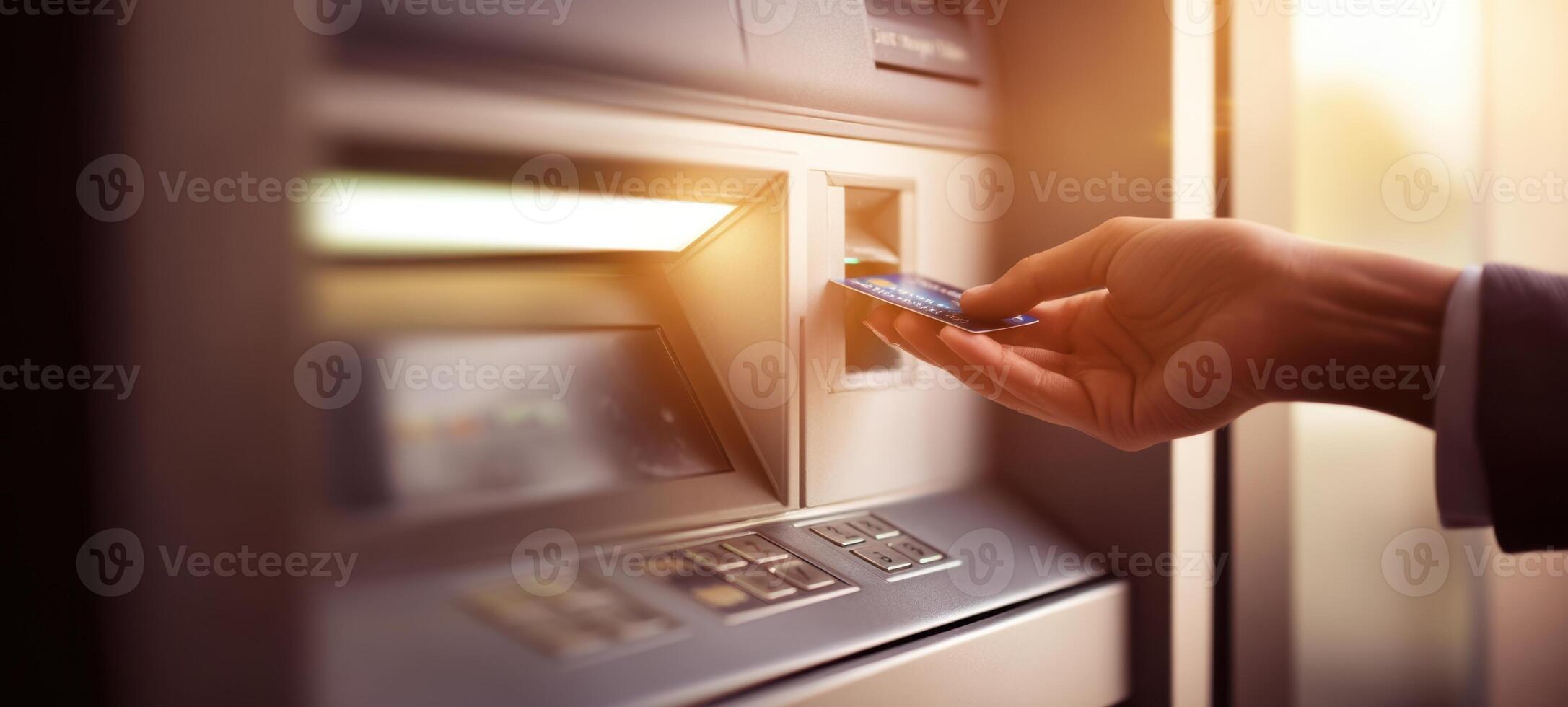 The Hand Inserting Card Into ATM Machine for a Quick Transaction photo