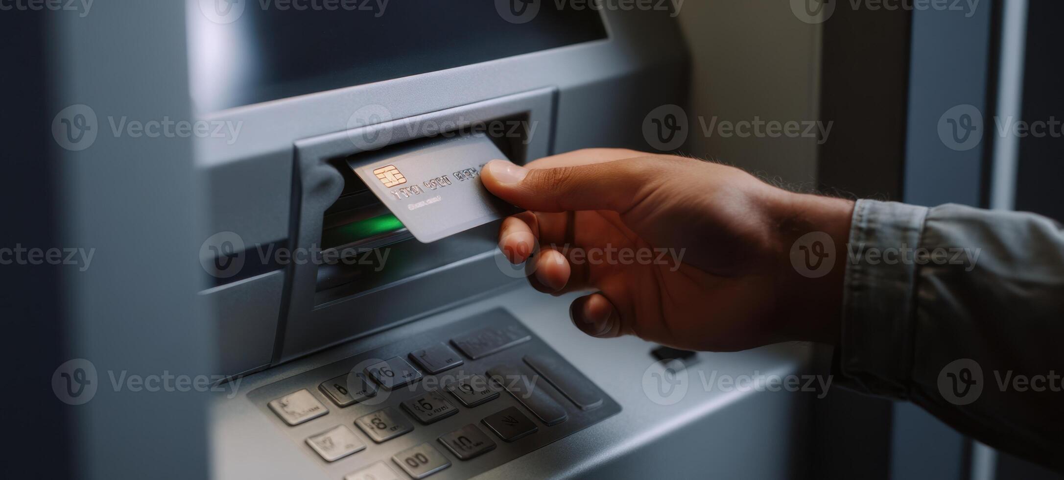 The User Interacting with an ATM for Secure Financial Transactions photo