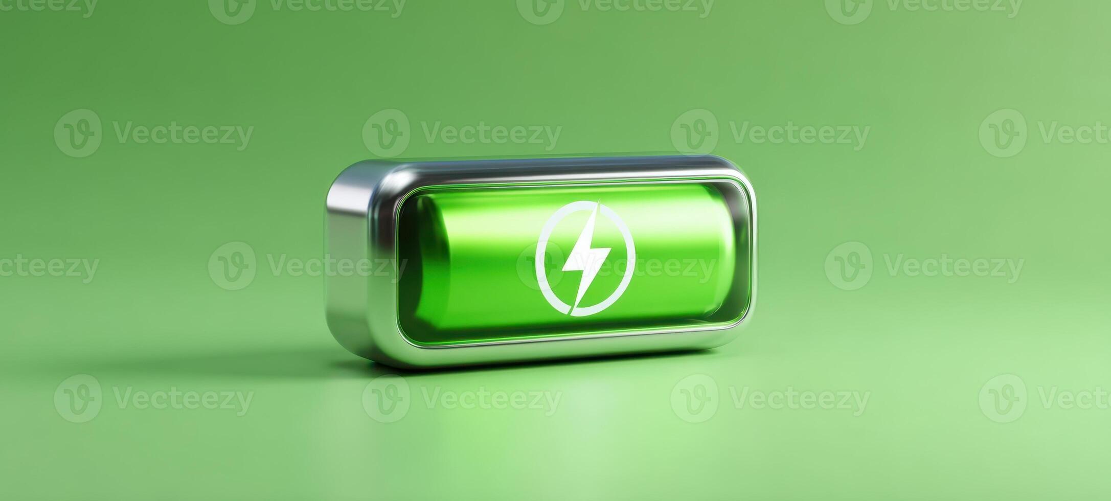The green battery symbolizing renewable energy and modern technology. photo