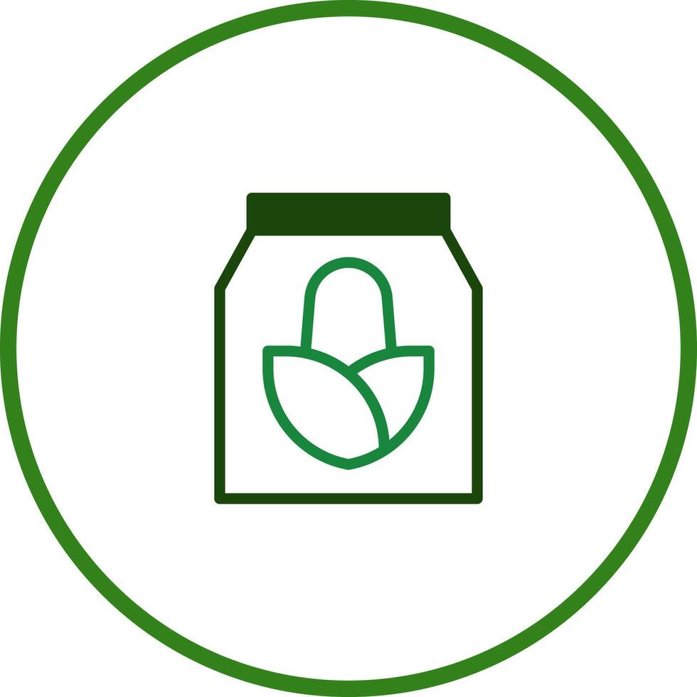 A green icon of a jar with a leaf on it vector