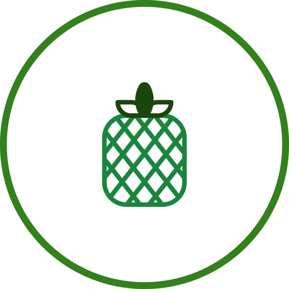 A green pineapple in a circle on a white background vector