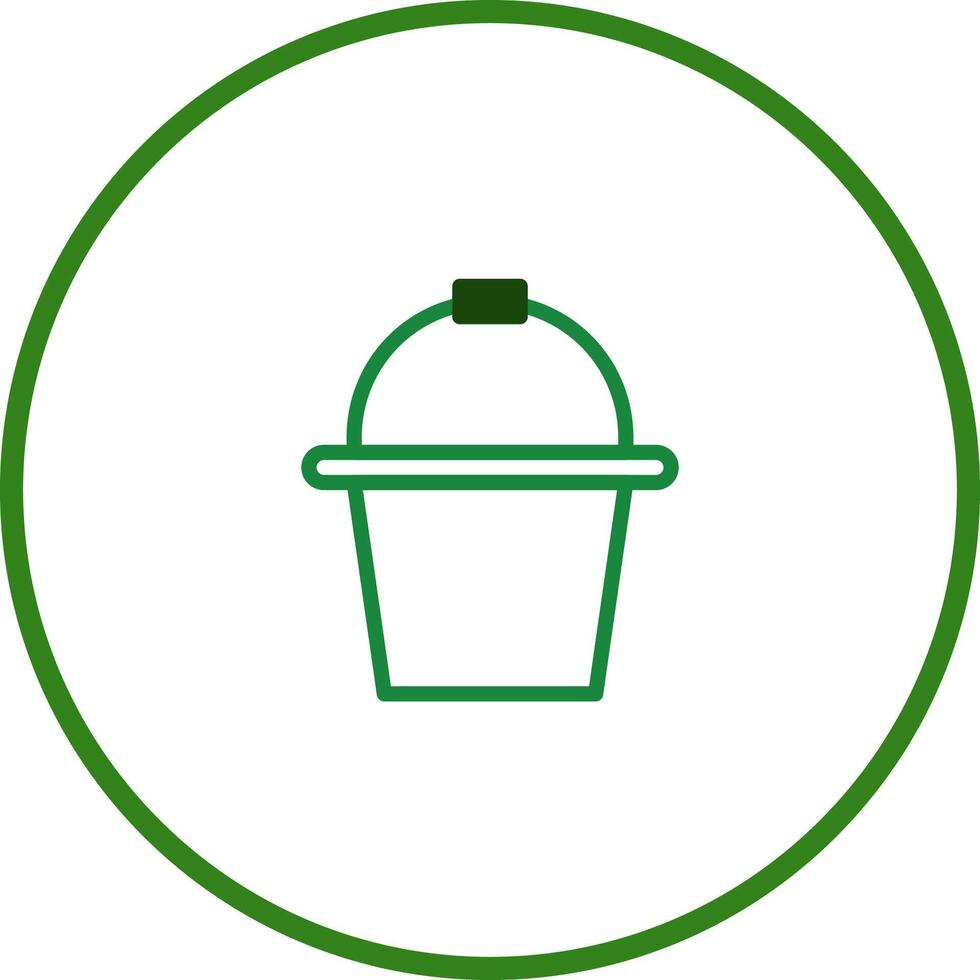 A green icon of a bucket with a lid vector