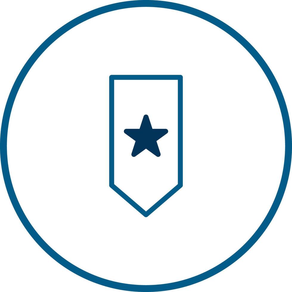 A blue star with a white ribbon in a circle vector