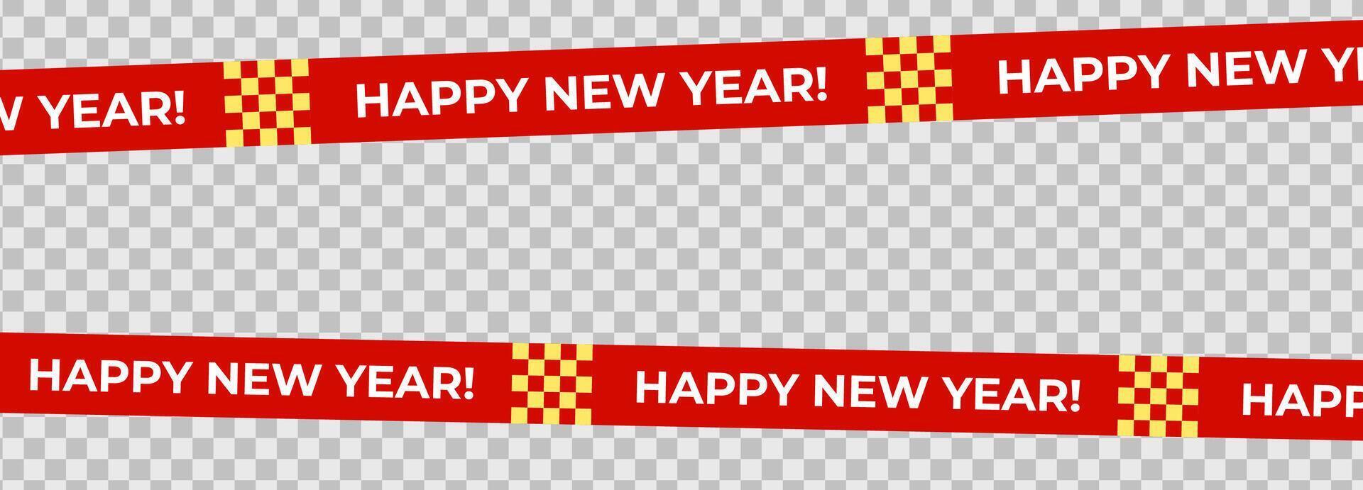 Red Happy New Year 2026 ribbon, decorative holiday design for banners, cards, digital ads, and winter promotions. illustration vector
