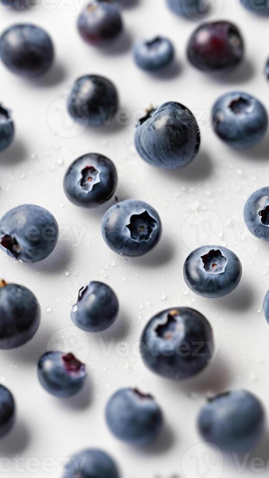 Blueberries Macro Shot on Light Background minimalist clean wallpaper background photo
