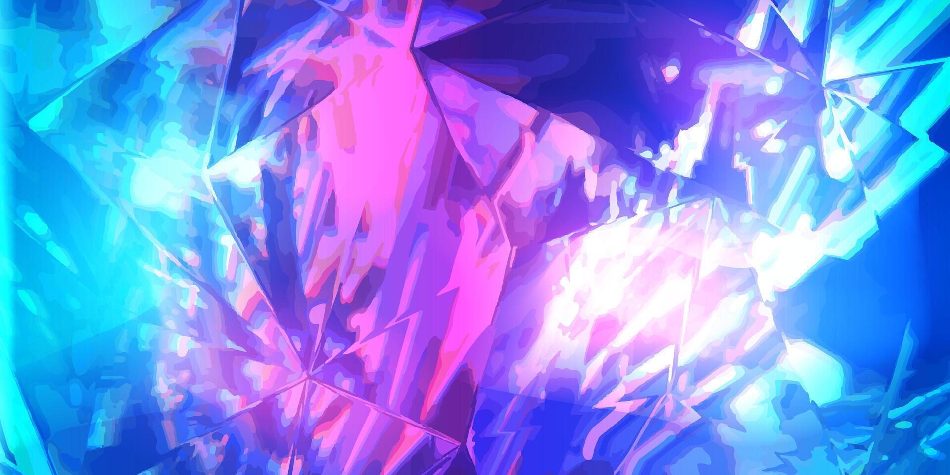 Colorful digital abstract texture with polygonal crystal shapes in blue and pink tones. Geometric background. Design for wallpaper, poster, banner, header. vector
