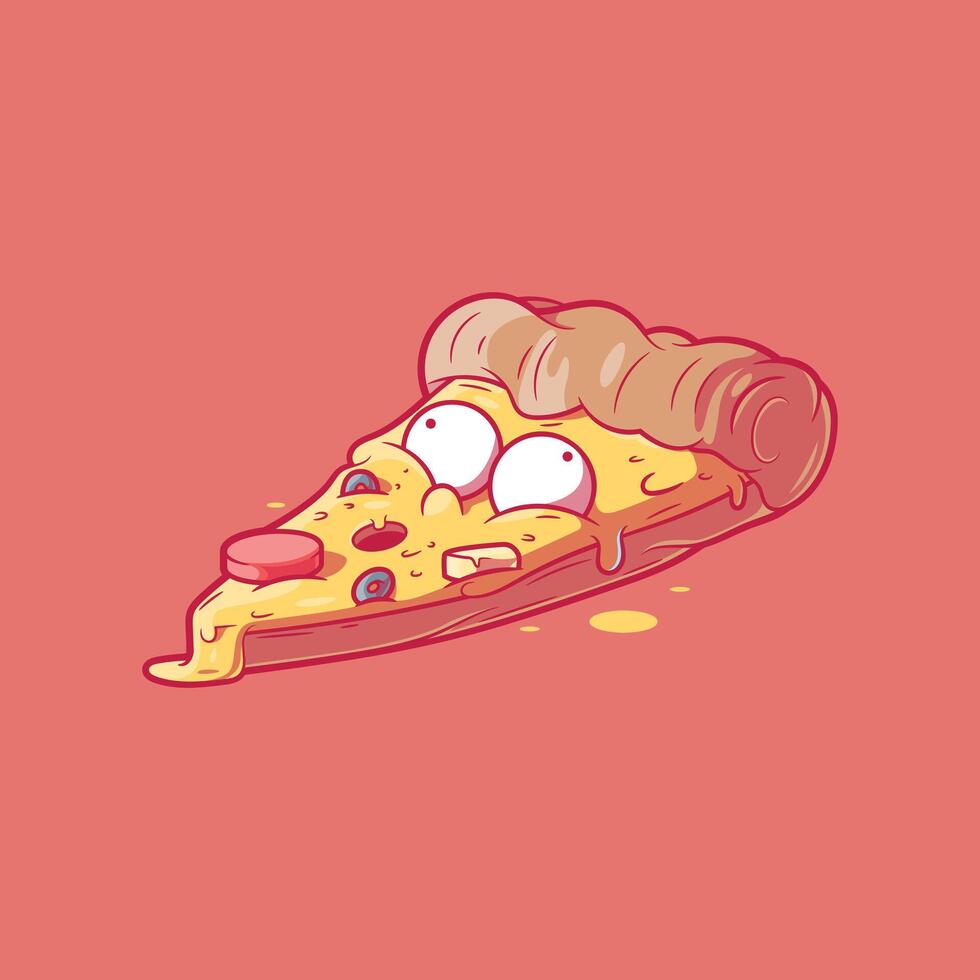 Cheesy Grin, Funny Pizza Slice Character. vector