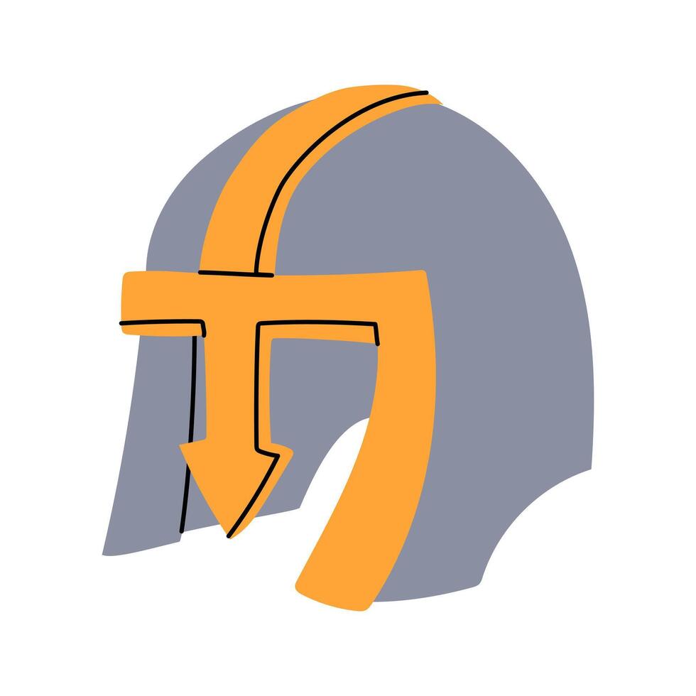 Helmet, piece of armor on head. military item. Archaeological finds, excavations, evidence of human life. It is suitable for scientific materials, museum projects, archeology, anthropology, history vector