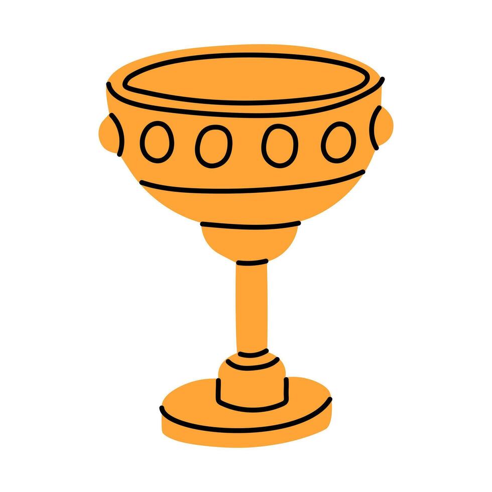 Grail cup, ceremonial gold cup. Archaeological finds, Excavations, finds of human life. It is suitable for scientific materials, museum projects, textbooks, topics archeology, anthropology, history vector
