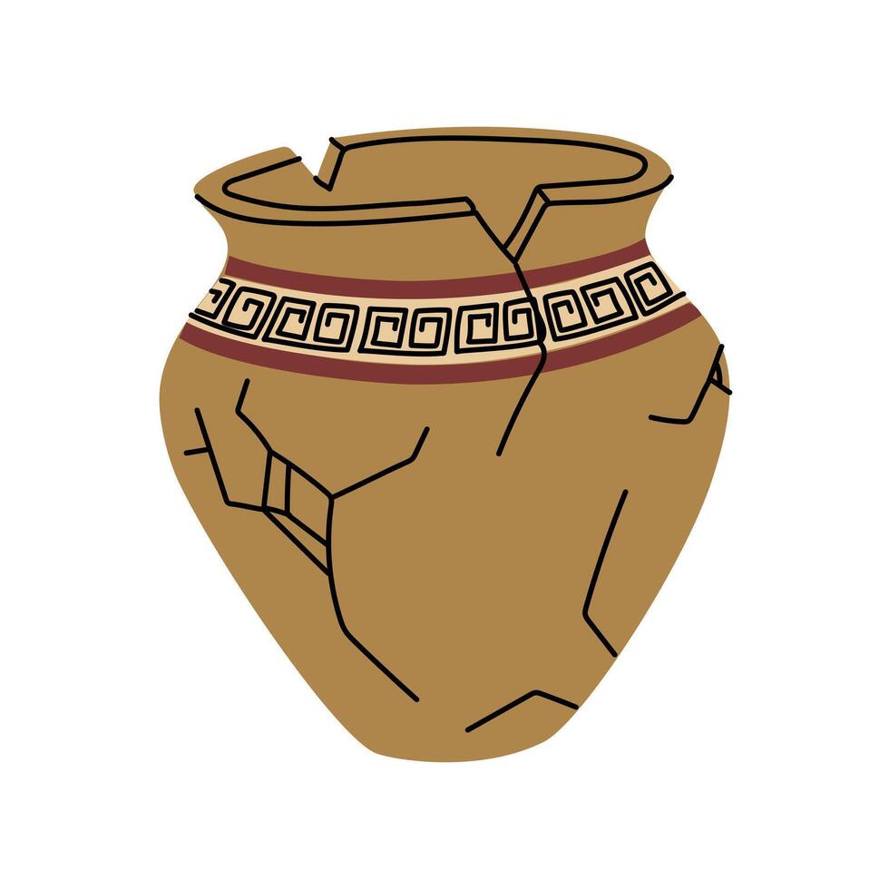 broken jug of antiquity. Archaeological finds, Excavations, finds of human life. It is suitable for scientific materials, museum projects, textbooks, topics on archeology, anthropology and history. vector