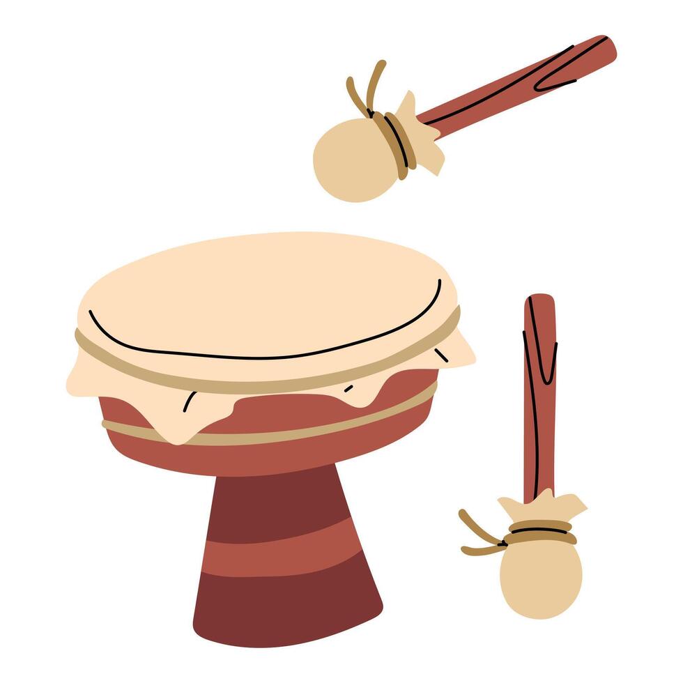 drums are made of genuine leather. Archaeological finds, Excavations, finds human life. It is suitable for scientific materials, museum projects, textbooks, topics archeology, anthropology and history vector