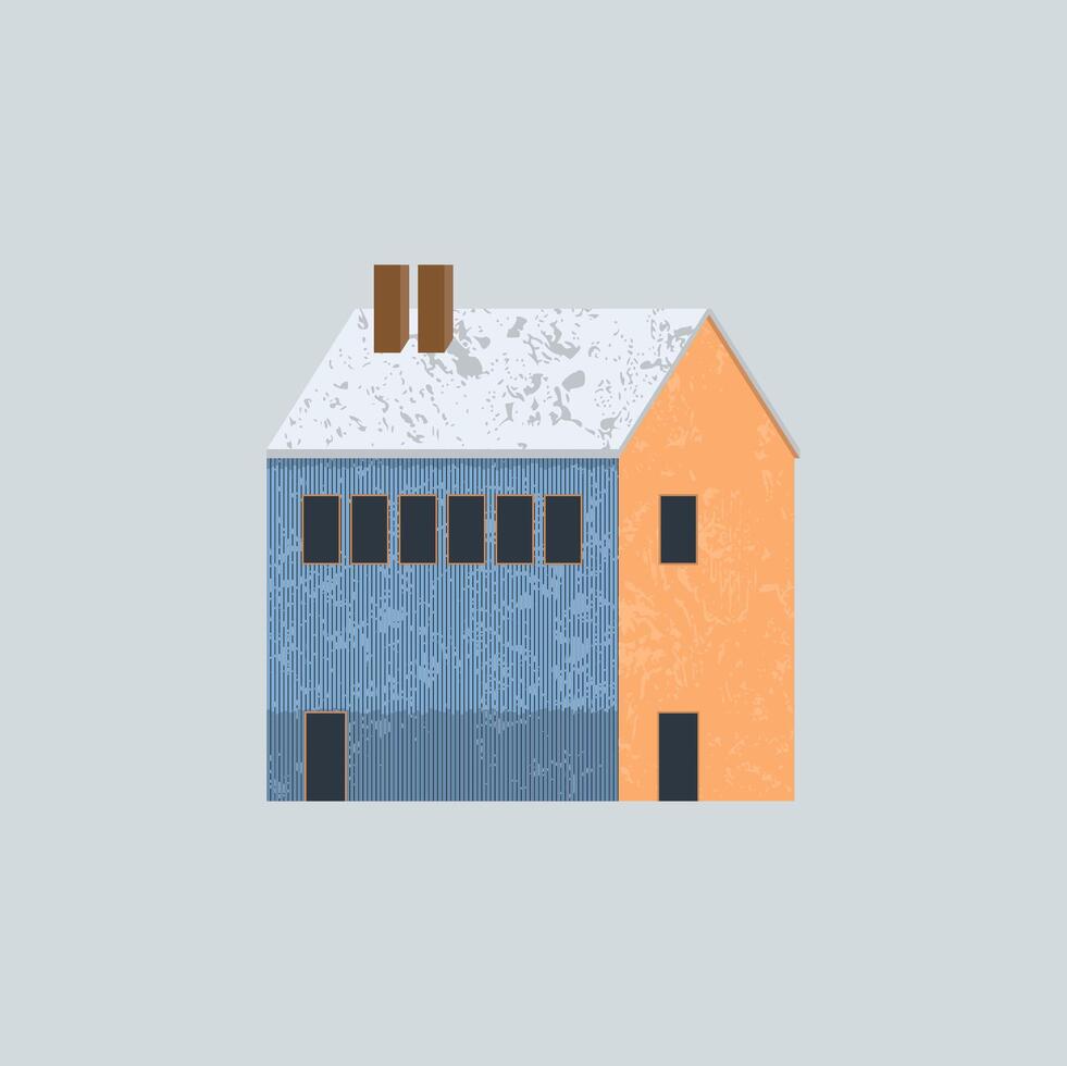 Cute Vintage House with Grunge Style. vector