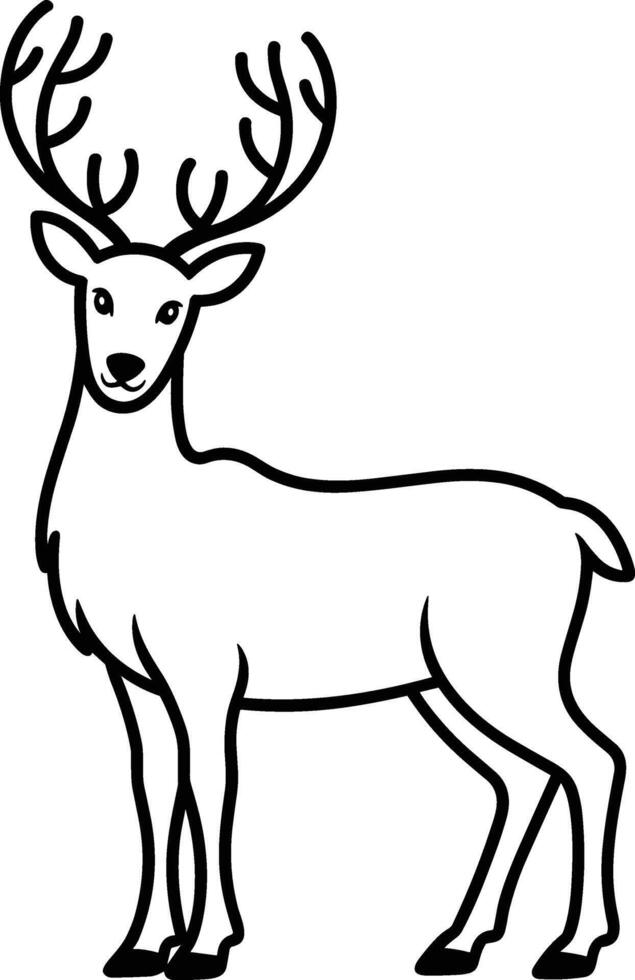 Standing Reindeer Line Art - Minimalist Deer Outline for Christmas and Winter Designs vector