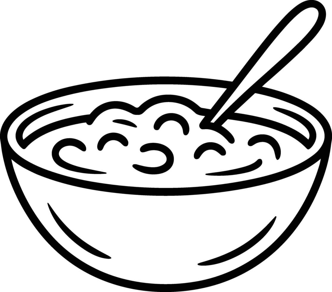 Cranberry Sauce Bowl with Spoon - Thanksgiving Line Art Illustration vector
