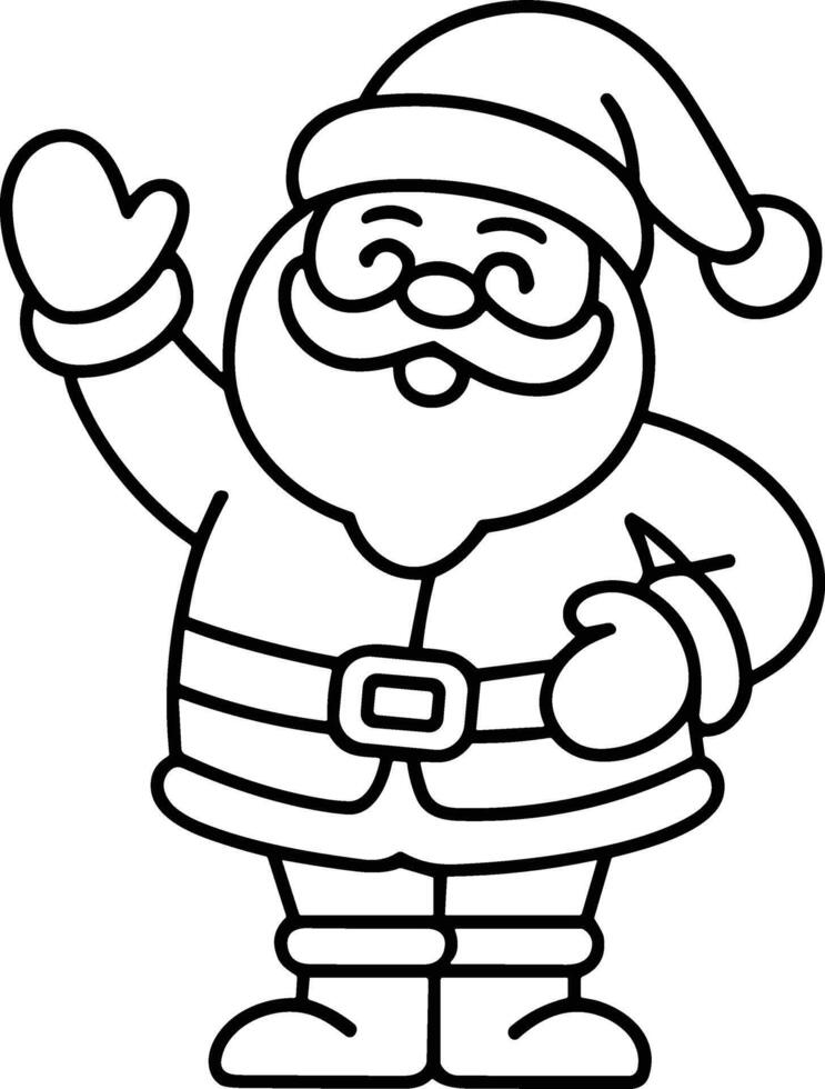 Cute Santa Claus Line Art - Christmas Illustration vector