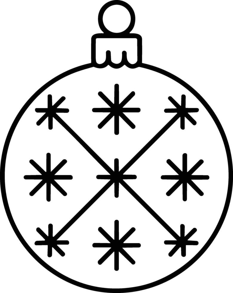 Decorative Christmas Ornament Line Art - Snowflake Holiday Bauble Illustration vector