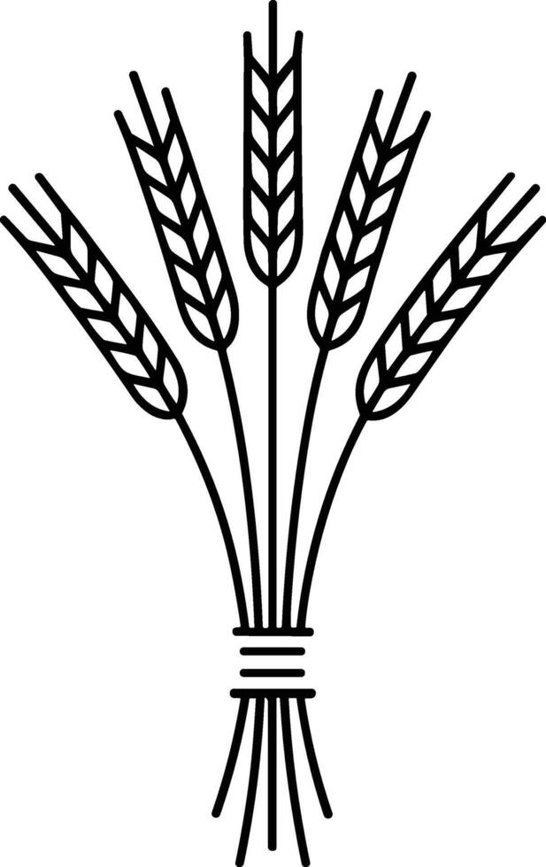 Elegant Wheat Sheaf Line Drawing - Thanksgiving Harvest Illustration vector
