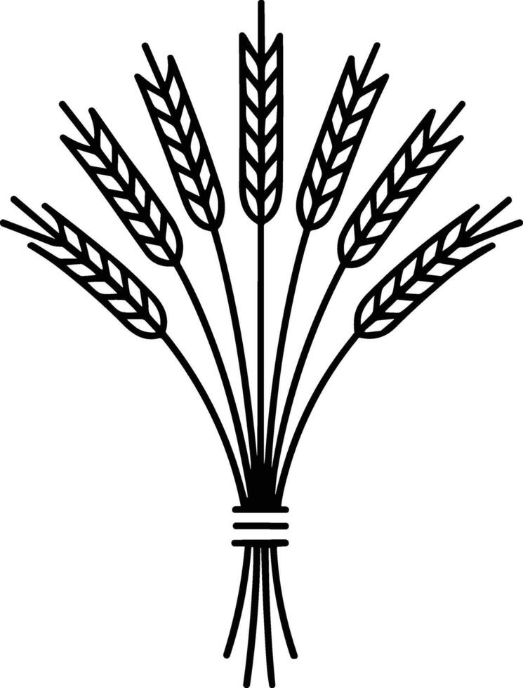 Wheat Bundle Line Drawing - Elegant Thanksgiving for Autumn and Harvest Themes vector
